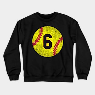 Softball Player 6Th Birthday Softball Jersey 6 Years Old Crewneck Sweatshirt